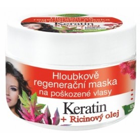Bione Cosmetics maska na poškozené vlasy keratin + ricinový olej